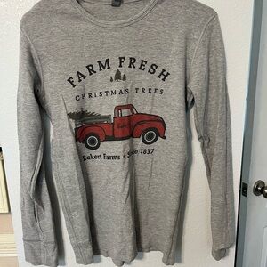 Eckert Farms Gray Long Sleeve Tee with Red Truck Design